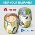 thumbnail image 4 of 12oz Stemless Wine Tumblers Yellow Lemon Fruit Berries Beige Pattern Vacuum Insulated Stainless Steel Travel Tumbler Cups Mug with Lid and Straw for Champaign,Cocktail,Beer with Cleaning Brush, 4 of 5