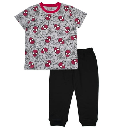 Short Sleeve Spiderman Tee and French Terry Jogger, 2-Piece Outfit Set (Little Boys)