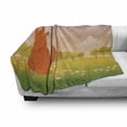 thumbnail image 3 of Cartoon Soft Flannel Fleece Blanket, Animal Fox Wildlife in Valley Farm Sunset with Birds Flower Daisies Artwork, Cozy Plush for Indoor and Outdoor Use, 50" x 70", Orange Lilac Green, by Ambesonne, 3 of 6