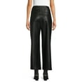 thumbnail image 3 of Time and Tru Women's High Rise Faux Leather Wide Leg Trousers – Regular, Short, Long Inseams Available, 3 of 5