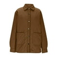 thumbnail image 5 of Nfurl Winter Puffer Coats for Women Warm Button Down Solid Color Winter Jackets with Pockets Lightweight Outerwear Going Out Quilted Jacket Coffee L, 5 of 5