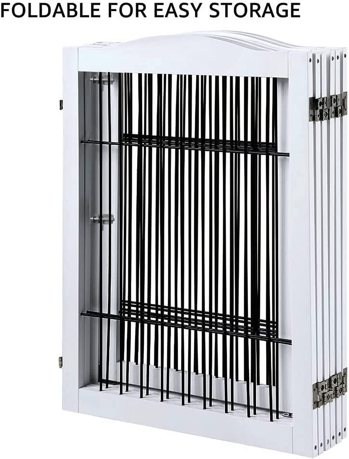 beeNbkks EV1019 6 Panels Pet Gate with Play Pen -  White