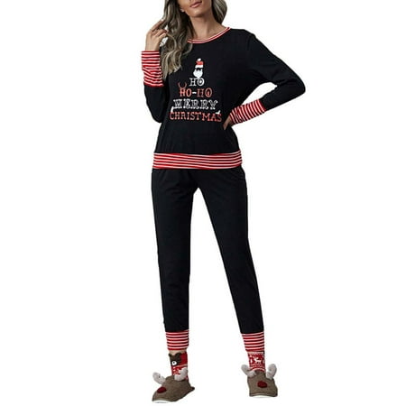 

FASHIONWT Women Merry Christmas Pajamas Long Sleeve Tops Pants Loungewear Sleepwear Sets