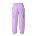 thumbnail image 3 of HILEELANG Kids Girl Quick-Dry Cargo Pants Lightweight 4-Way Stretch Outdoor Joggers for Girls Lavender 13-14 Years, 3 of 12