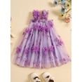 thumbnail image 2 of FEORJGP Little Girl's Cami Tulle Dress 6M 1Y 2Y 3Y 4Y Kids Square Neck Princess Dress Sleeveless A-line Dress 3D Flower Leaf Embroidery Party Dress Infant Toddler Cute Sweet Summer Clothes, 2 of 8