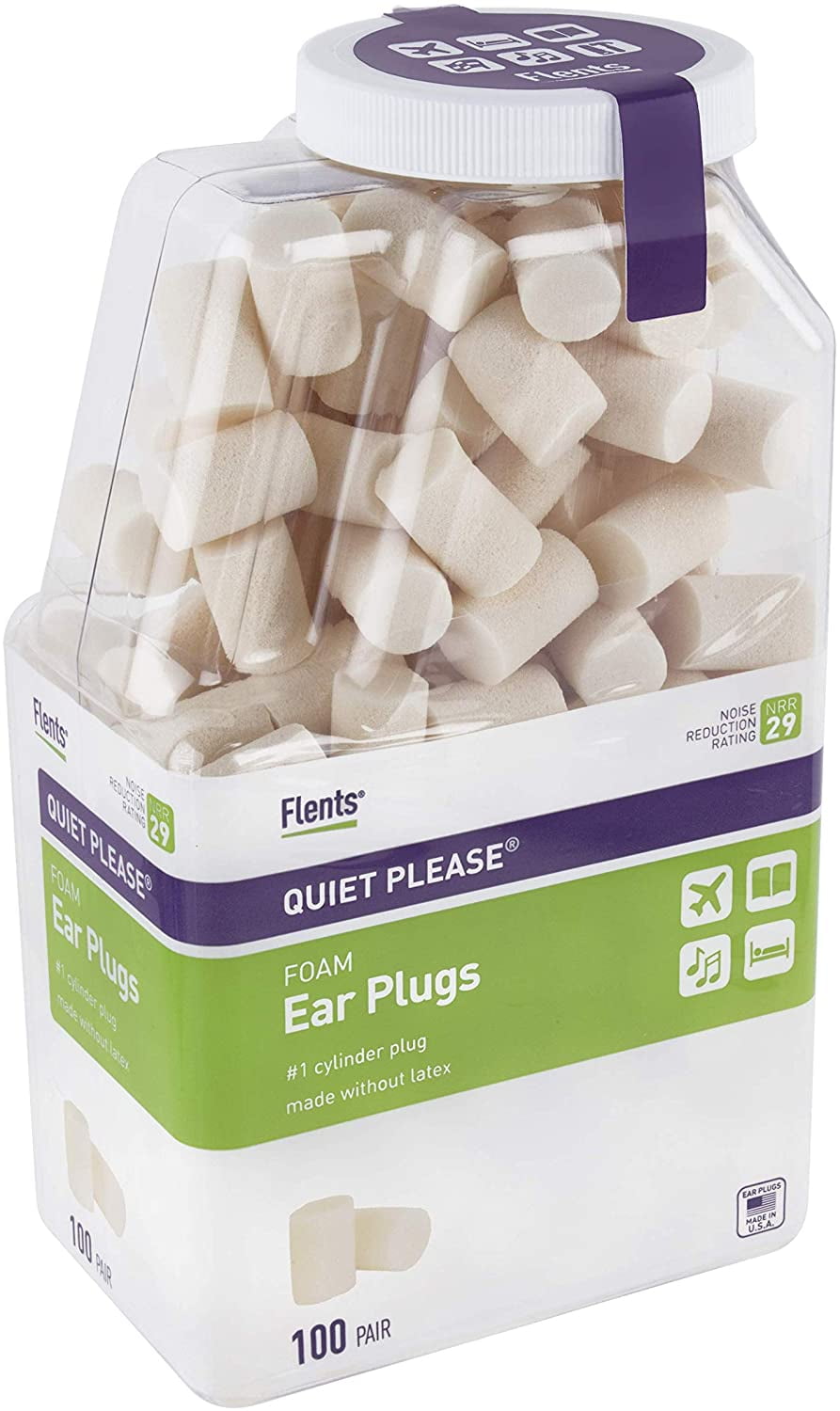 Flents Ear Plugs, 100 Pair, Ear Plugs for Sleeping, Snoring, Loud Noise