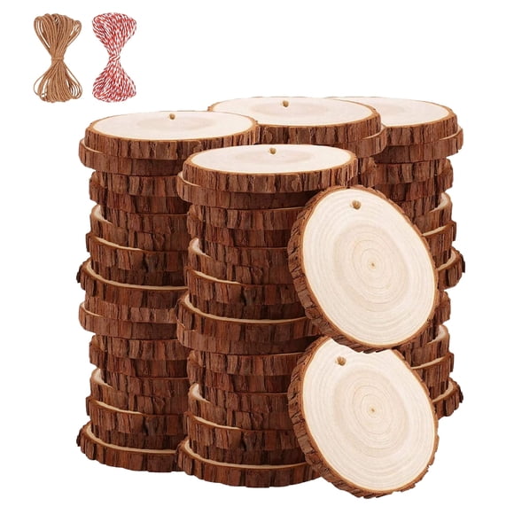 Kit de artesanía natural Wood Slices TICIOSH, 50 piezas, 6-7 cm