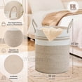 thumbnail image 2 of MAGMALIFE Cesta de Lavandería de Cuerda de Algodón, Plegable y Duradera, con Asas Resistentes, Canasta para Ropa Sucia, Almacenamiento y Organización en Baño, Dormitorio y Hogar (Blanco con Beige), 2 of 7