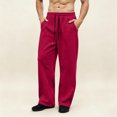 thumbnail image 2 of WJOSBXT Mens Baggy Pants Solid Drawstring Wide Leg Sweatpants 2026 Elastic Waist Jogging Joggers Stretch Loose Straight Leg Travel Trousers 3XL, 2 of 6