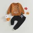 thumbnail image 3 of Gupgi 2PCS Toddler Boy Fall Sets, Long Sleeve Letter Pumpkin Print Sweatshirt Drawstring Pants, 3 of 9