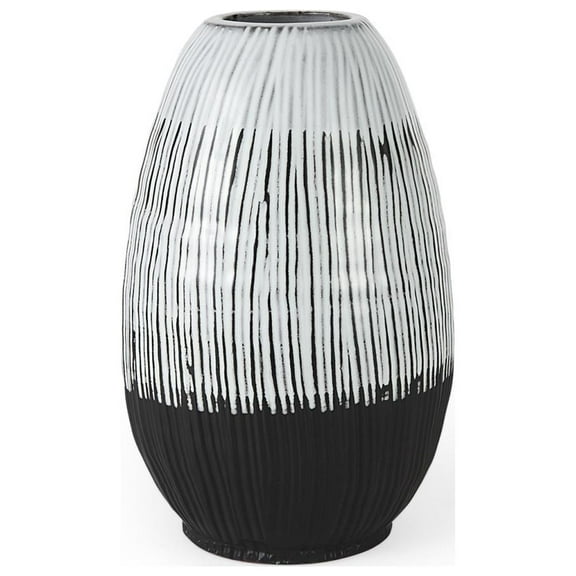 Mercana Tanami II Short Dark Brown/White Glazed Ceramic Vase