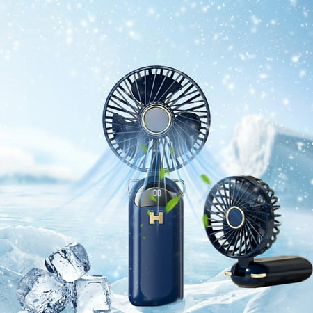 

Ckraxd Digital Display Folding Fan USB 5-speed Rechargeable Small Fan Portable Handheld Fan Strong Airflow Quiet Cooling Fan Type-C Input Port Convenient Carry Fan