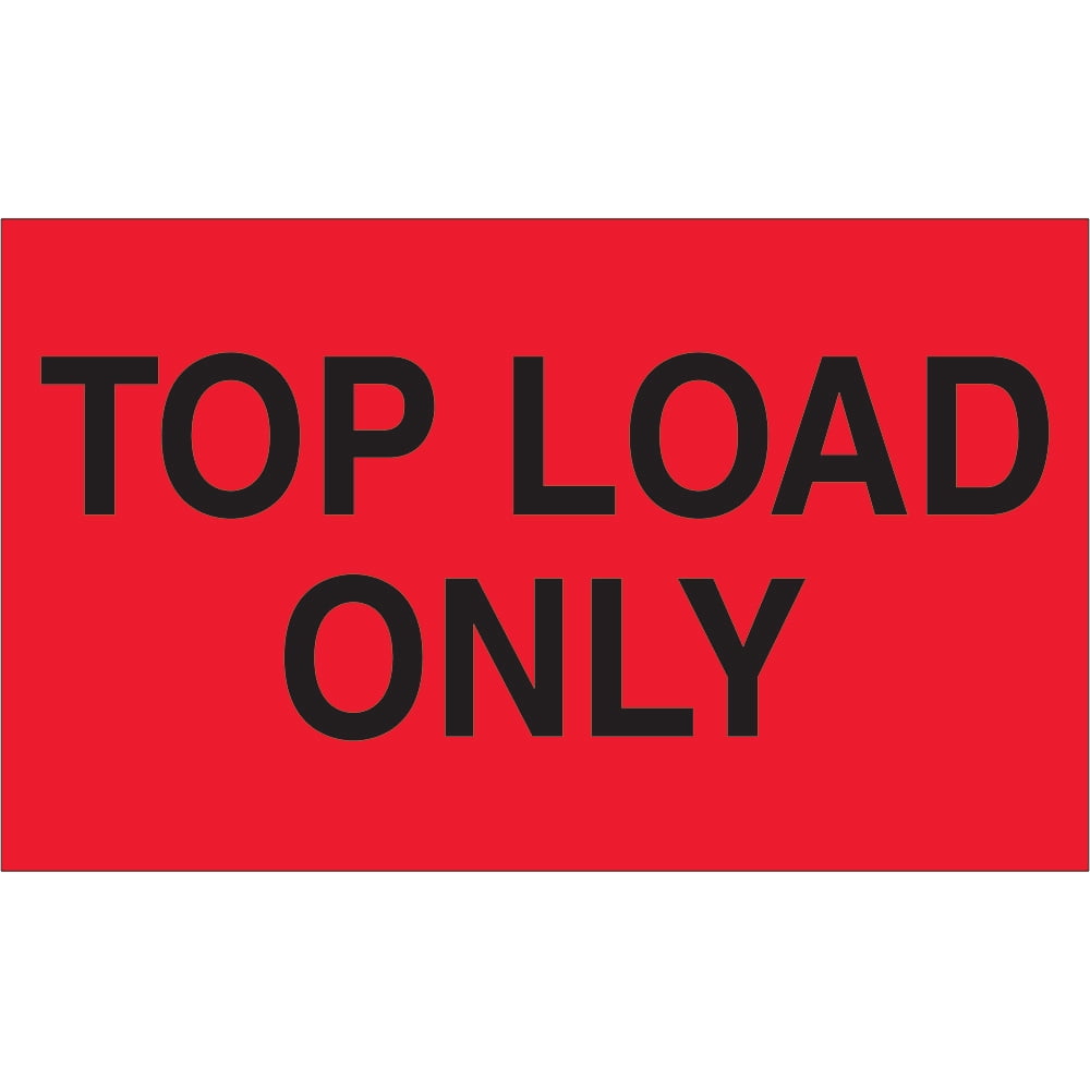 The Packaging Wholesalers Tape Logic Labels 'Top Load Only' 3' x 5' Fluorescent Red 500/Roll