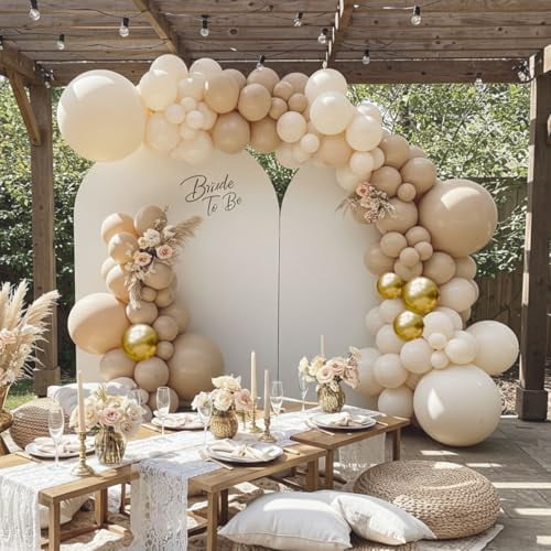 Neutral Balloon Garland Arch Kit - Double Stuffed Beige, White, Blush Balloons for Boho Baby Shower, Gender Reveal, Birthday Party Decorations