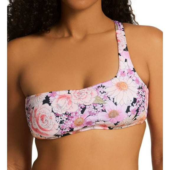 Sanctuary Women's Petal Pusher One Shoulder Bikini Top Swimsuit White Size X-Small