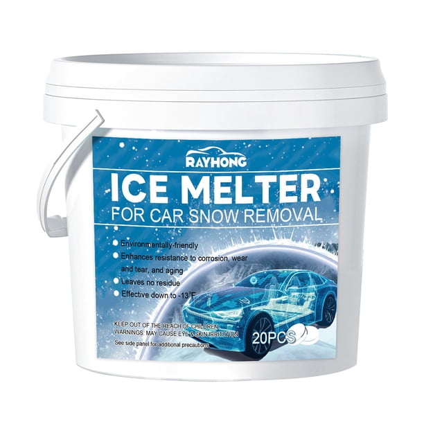 Tabletas para derretir hielo 20 tabletas para derretir hielo, derretimiento de nieve seguro, descongelador de entrada para parabrisas de coche