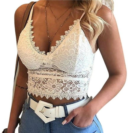 

changFM Women Women V Neck Triangle Cup Lace Camisole Bralette Wireless Bra Brassiere
