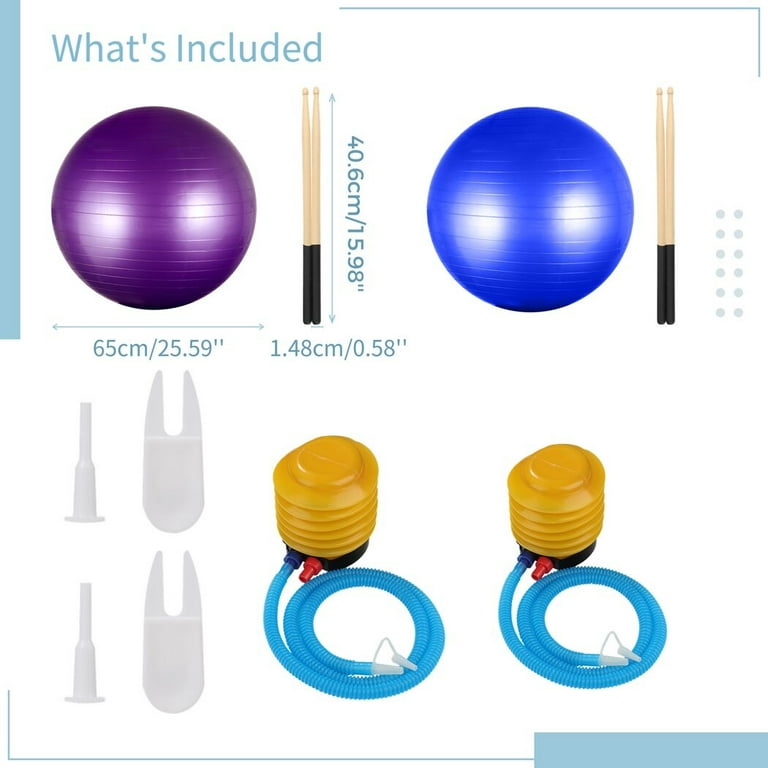 Cardio Drumming Equipment Set, Fitness Balance Ball with Pump