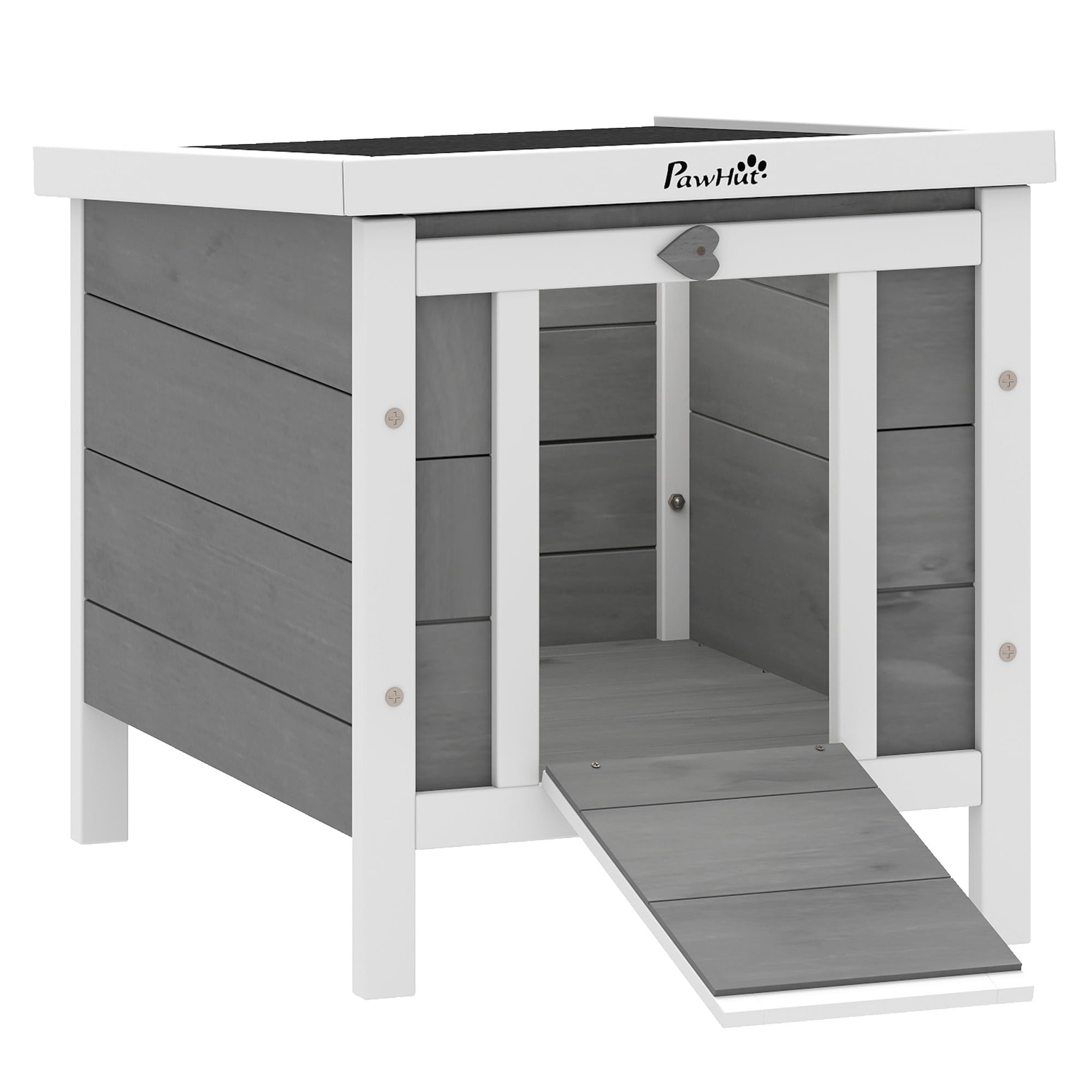 Wooden Rabbit Hutch Bunny Cage - Small Animal House for Rabbits, Guinea Pigs, Ducks - Outdoor Waterproof Pet Shelter, Gray