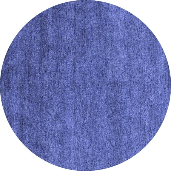 Ahgly Company Machine Washable Indoor Round Abstract Blue Modern Area Rugs, 8' Round