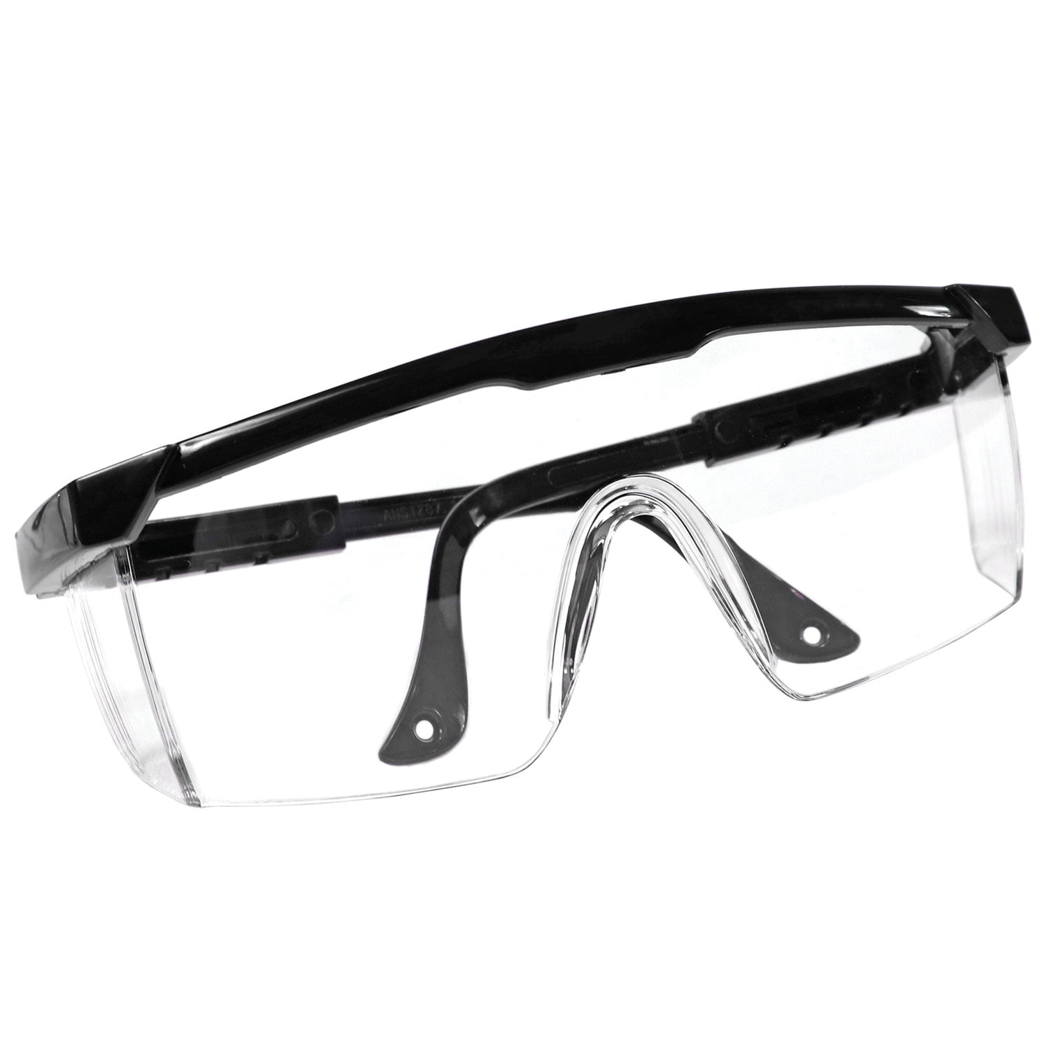 Adjustable Protective Safety Glasses Clear Wrap Around Lens, AntiFog