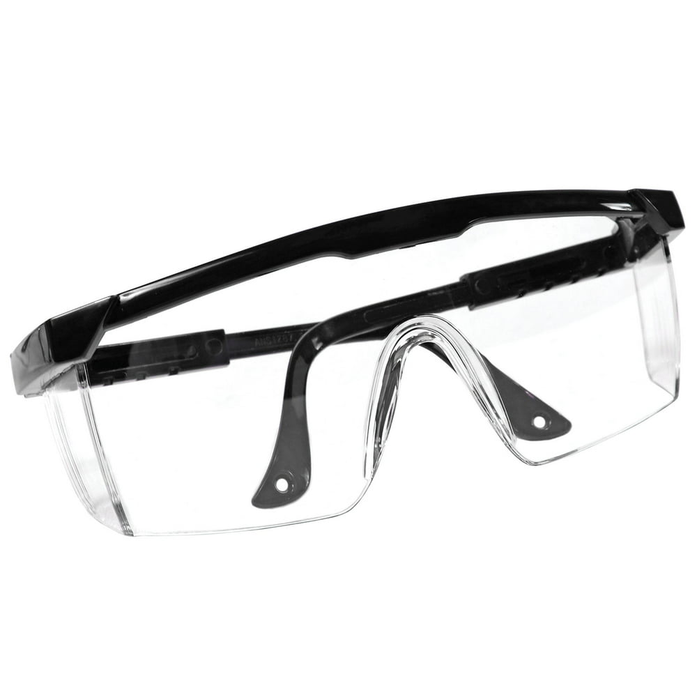 Adjustable Protective Safety Glasses Clear Wrap Around Lens, AntiFog