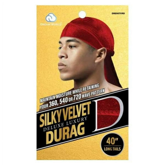 Dream World Deluxe Luxury Premium Silky Velvet Durag, Red