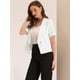 thumbnail image 4 of Cárdigan informal con cuello chal y parte delantera abierta para mujer, chaqueta de traje de oficina de trabajo de manga corta Beige XL, 4 of 5