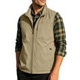 thumbnail image 3 of Zysthvn Casual Jackets for Men Lightweight Full Zip Cargo Fall Men Vest with Pockets Outdoor Lapel Solid Vests, Khaki L, 3 of 10