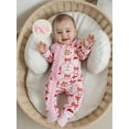 thumbnail image 6 of Qmyliery Newborn Girl Christmas Romper Bow Print Long Sleeve Zip Up Round Neck Footed Jumpsuit with Headband, 6 of 9