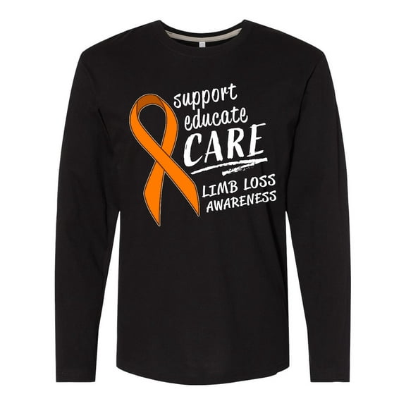 Inktastic Support Educate Care Limb Loss Awareness Orange Ribbon Long Sleeve T-Shirt