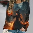thumbnail image 2 of YUGYXL Halloween Shirts for Women Plus Size Long Sleeve Tops Funny Witchy Pumpkin Ghost Graphic Tees Cotton Crewneck Blouses E Multicolor XL, 2 of 6