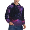 thumbnail image 2 of Rateoe Galactic Wolf Stare Pattern Mens Hoodie, Pullover Hooded Sweatshirt, Kangaroo Pocket Hoodie Ideal for Daily Wear, Travel and Home-Small, 2 of 7
