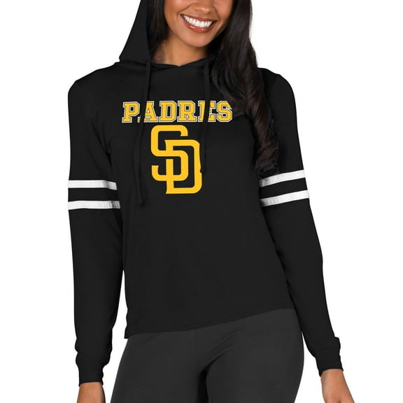 Women's Concepts Sport Black San Diego Padres Marathon Lightweight Lounge Pullover Hoodie