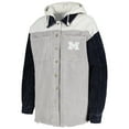 thumbnail image 2 of Women's Gameday Couture Gray Michigan Wolverines Vintage Wash Corduroy Full-Snap Hooded Shacket, 2 of 4