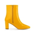 thumbnail image 3 of BLISSFUL STEP Women's Square Toe Side Zip Block Heels Ankle Boots Yellow 7, 3 of 7