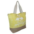 thumbnail image 3 of 101 BEACH Women's Yellow "Ready to Flamingle" Fashion Beach Canvas Tote Bag Handbag, 3 of 4