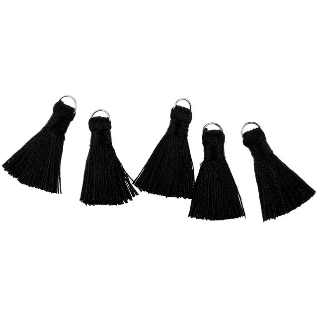 Miniborlas suaves de 3 cm (1,2 pulgadas) para hacer joyas, accesorios para manualidades DIY, paquete de Negro Yuyangstore Borlas suaves minúsculas hechas a mano