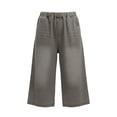 thumbnail image 6 of Kids Unisex Elastic Waist Cropped Denim Pants Boys Girls Casual Loose Fit Capri Jeans for School 5-15Y, 6 of 7
