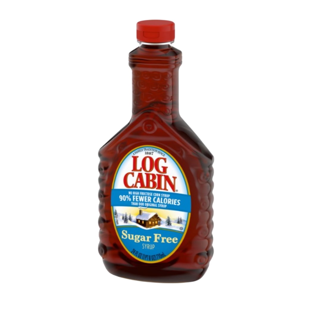 Log Cabin Sugar Free Syrup, 24 FL oz (2 pack) and 8in Silicone Spatula (Color Varies)
