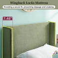 thumbnail image 3 of Zanmintaobo Full Corduroy Platform Bed Frame with 42.5" Upholstered Wingback Headboard, Metal & Wood Slats,No Box Spring Needed,Turtle Green, 3 of 8