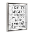 thumbnail image 5 of Stupell Industries Beauty Begins Once You Decide To Be Yourself White Marble Typography Luster Gray Framed Floating Canvas Wall Art, 24x30, by Daphne Polselli, 5 of 5
