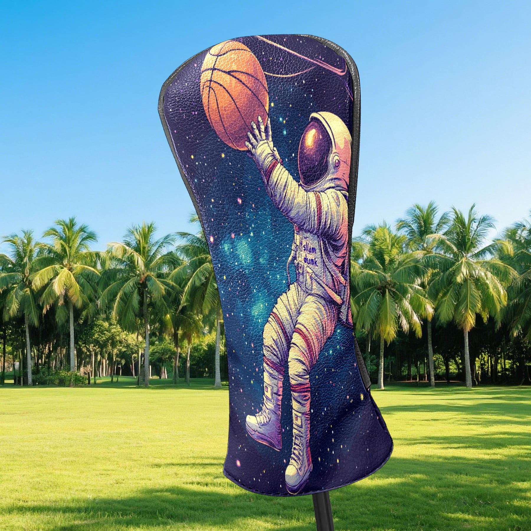 Golf Club Covers PU Leather Waterproof Head Covers for Fairway Woods Hybrids Astronaut Shooting