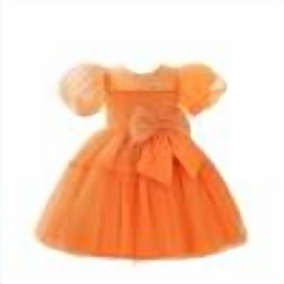 DHFJKG Dress Girls Puff Sleeve Ball Gown Mesh Dresses With Bow Detail For Toddler Kids 3 8 Years Old Short Sleeve Round Neck Trendy Dress