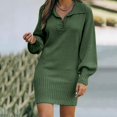 thumbnail image 1 of MPWEGNP Longs Chandails Manches pour Femmes Mode Pull Uni Longueur Moyenne Robe en Laine Tricotée pour Femmes Automne Vert, 1 of 4