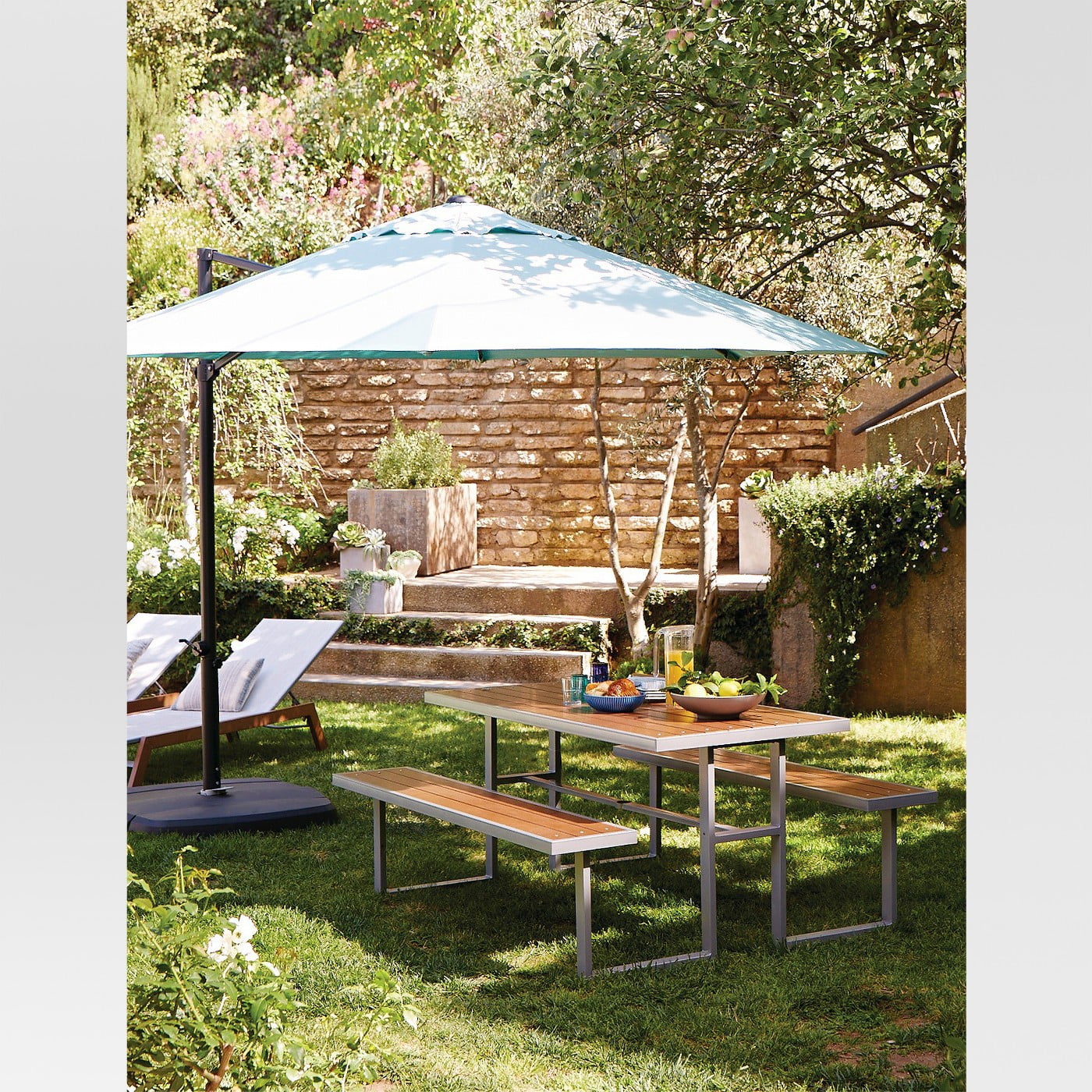 Threshold 75lb 11 Ft Cantilever Round Offset Patio Umbrella With Threshold 75lb 11 Ft Cantilever Round Offset Patio Umbrella With Base Azure Set Target 379