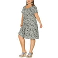 thumbnail image 4 of MODA NOVA Juniors Plus Size Short Sleeve Relaxed Fit Pleat Floral Midi Dress, 4 of 6