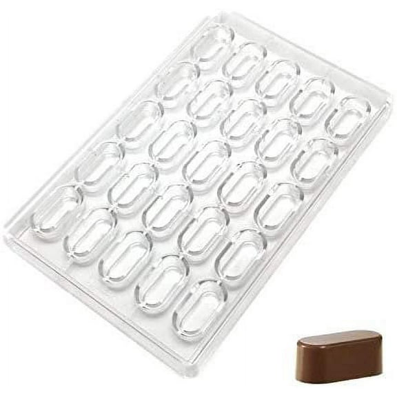 Martellato MA1015 Flat Contemporary Clear Polycarbonate Candy Mold Chocolate Praline Mould with 25 Cavities, Each 40mm x 18mm x 16mm High