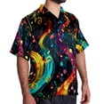 thumbnail image 2 of Note Men's Short Sleeve Beach Shirts, Casual Printed Button Down, Summer Unisex Spread Collar Tops, 2 of 6