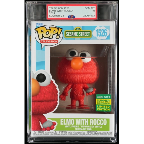 Sesame Street, PSA Graded 10 GEM MINT, Elmo with Rocco Collectible Vinyl Figure #1526, Fully Encapsulated Bundle with Compatible Funko Pop! PSA Hard Protector Case